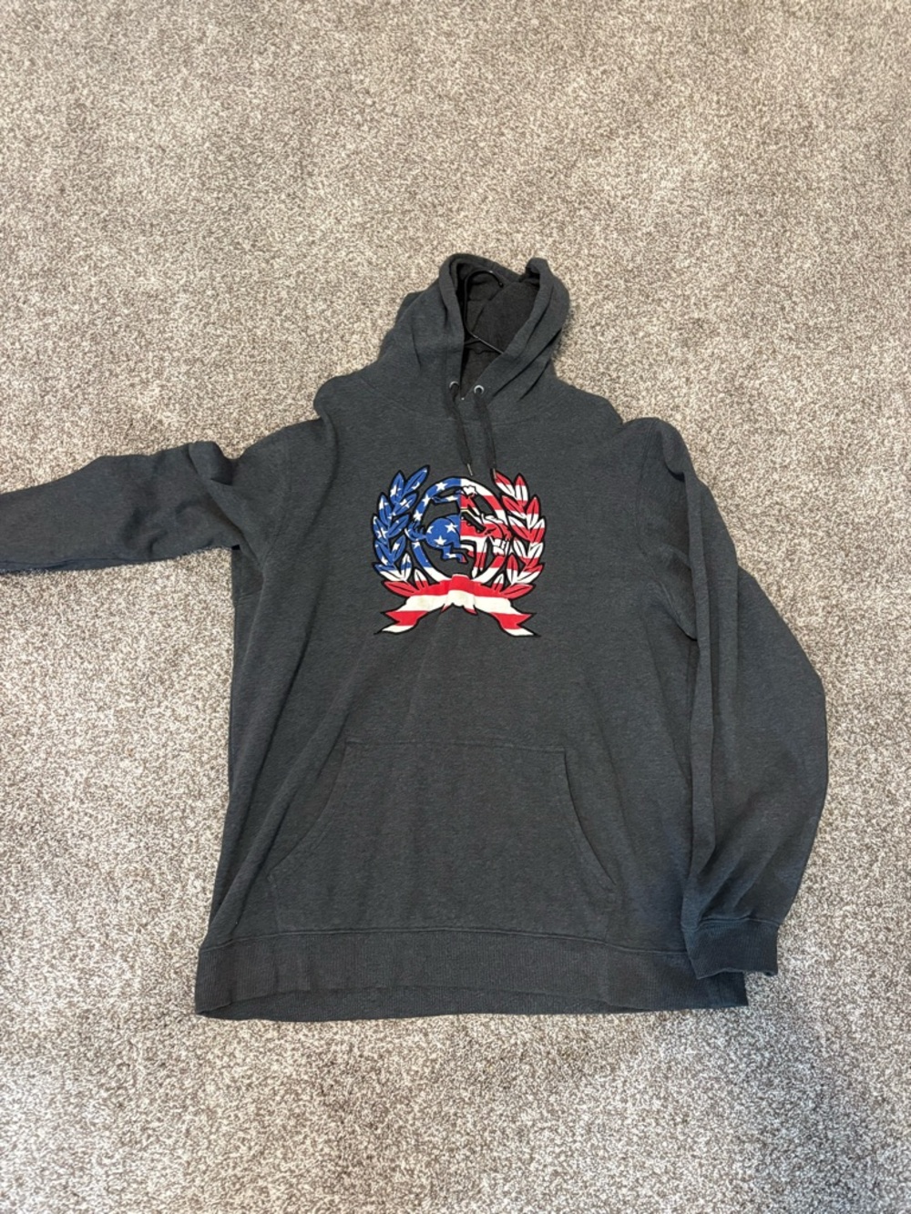 Cinch Charcoal Hoodie with Red, White & Blue Laurel Graphic